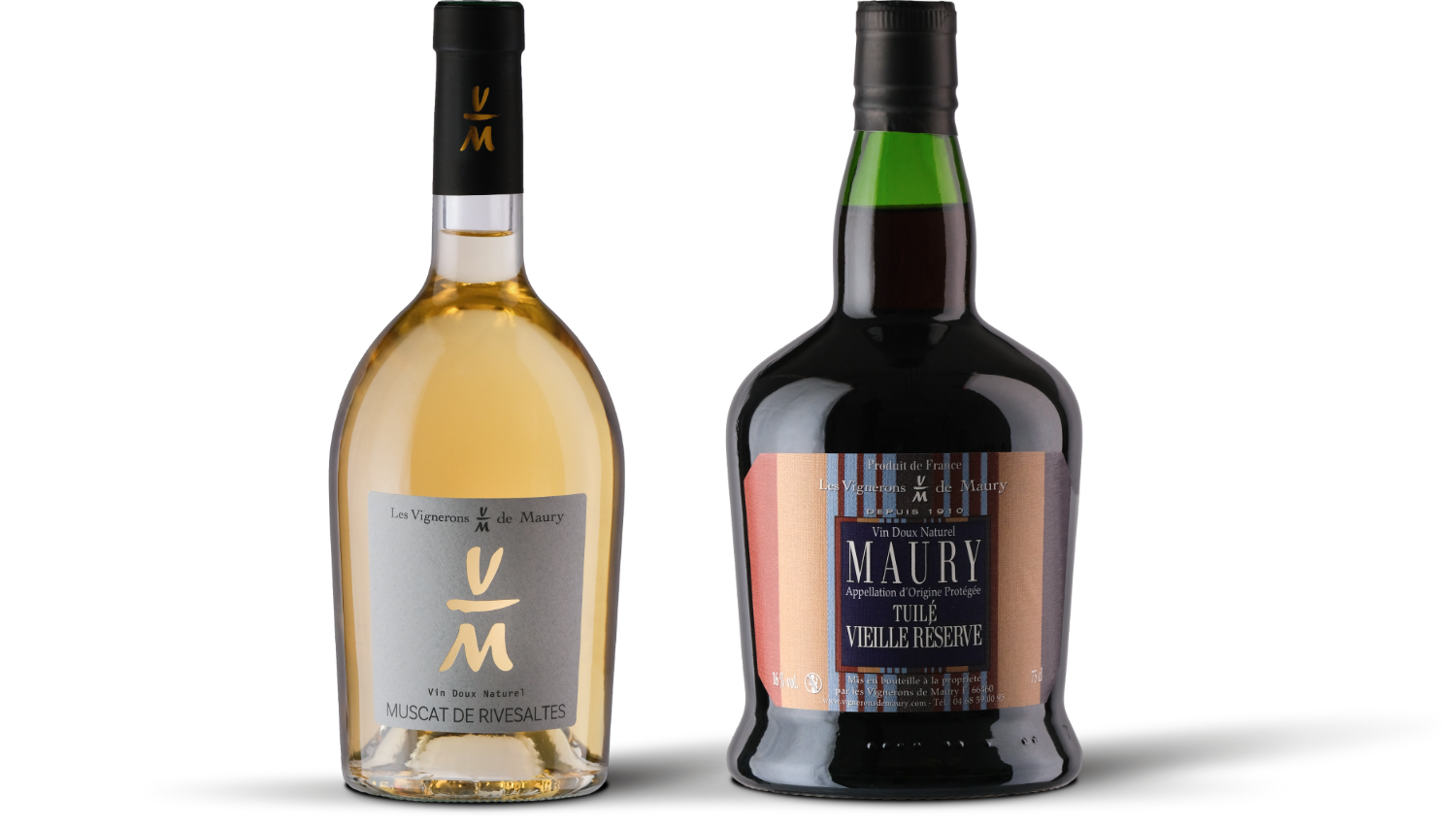 Bouteilles de vins doux naturels du terroir de Maury
